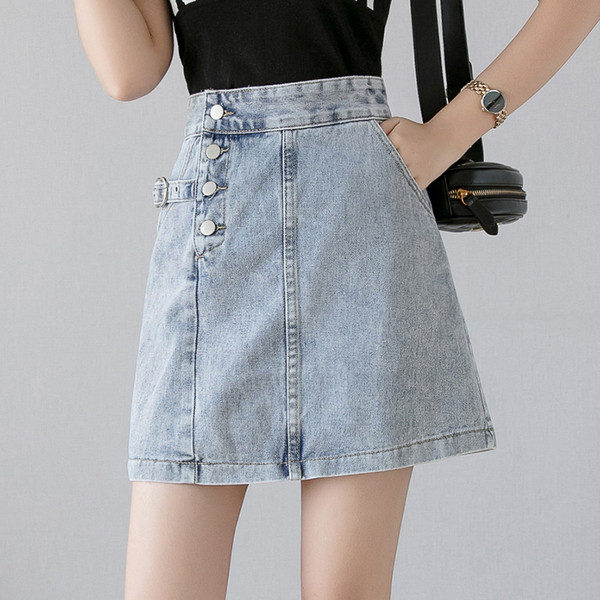 Naiste vabaaja lühike teksaseelik nööpidega