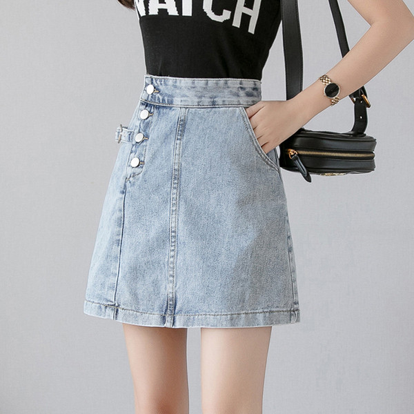 Naiste vabaaja lühike teksaseelik nööpidega