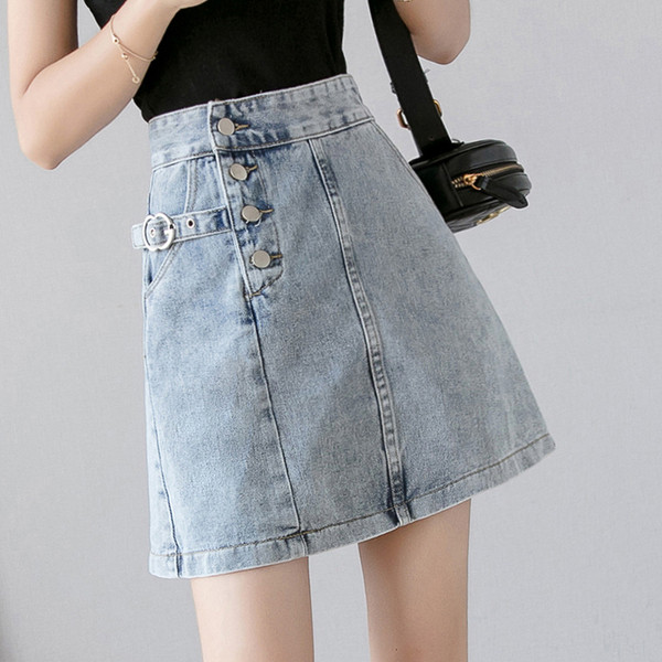 Naiste vabaaja lühike teksaseelik nööpidega