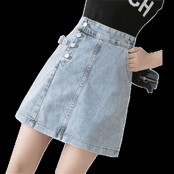 Naiste vabaaja lühike teksaseelik nööpidega