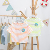 Tricou cu dungi pentru copii cu decolteu rotund pentru baieti