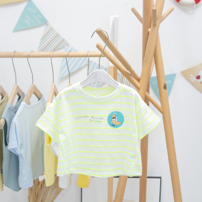 Tricou cu dungi pentru copii cu decolteu rotund pentru baieti