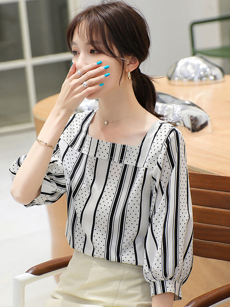 Naiste särk kandilise kaelusega ja 3/4 varrukatega