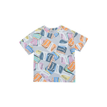 Πολύχρωμο παιδικό μπλουζάκι με κοντά μανίκια και οβάλ ντεκολτέ