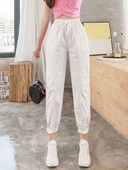 Naiste vabaaja pikad püksid elastse vöökoha ja lipsudega