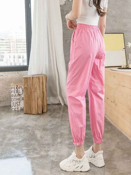 Naiste vabaaja pikad püksid elastse vöökoha ja lipsudega