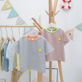 Tricou cu dungi pentru copii cu decolteu rotund pentru baieti