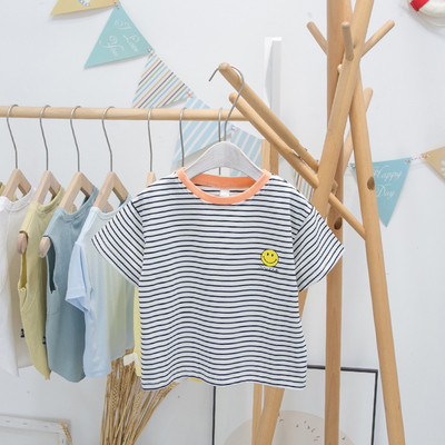 Tricou cu dungi pentru copii cu decolteu rotund pentru baieti