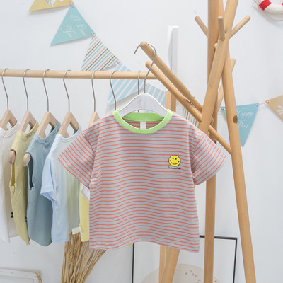 Tricou cu dungi pentru copii cu decolteu rotund pentru baieti