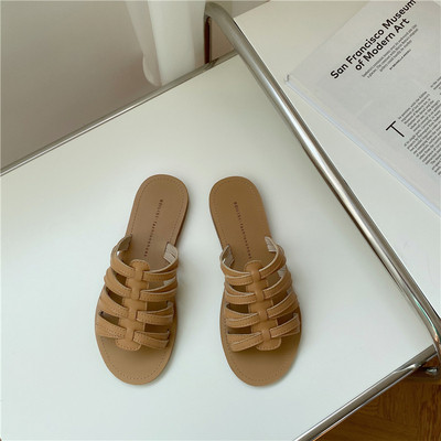 Casual έκο δερμάτινες παντόφλες με επίπεδη σόλα