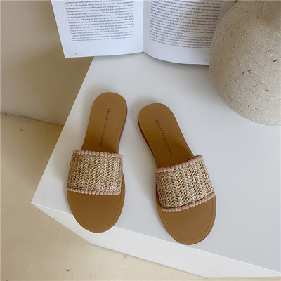 Papuci casual dama cu talpa plata si curea din material textil