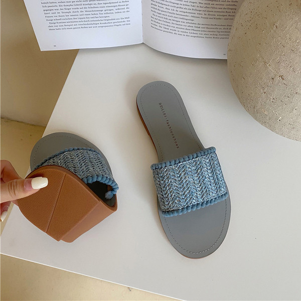 Papuci casual dama cu talpa plata si curea din material textil