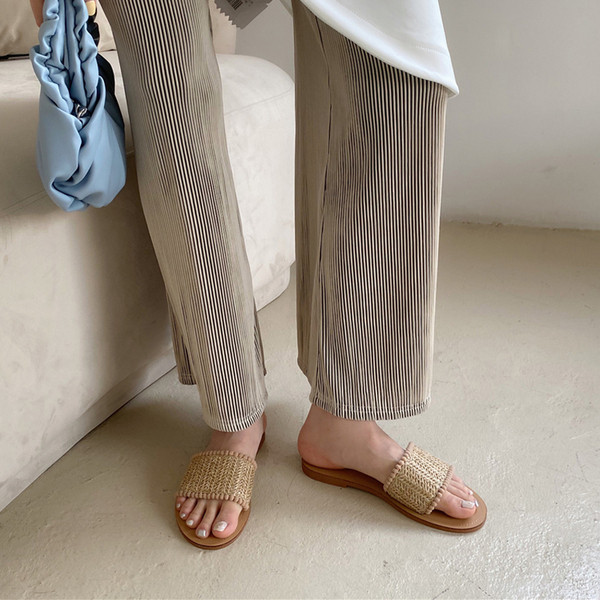 Papuci casual dama cu talpa plata si curea din material textil