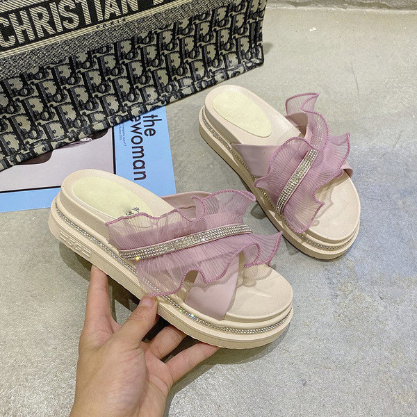 Papuci casual dama cu tul si pietre