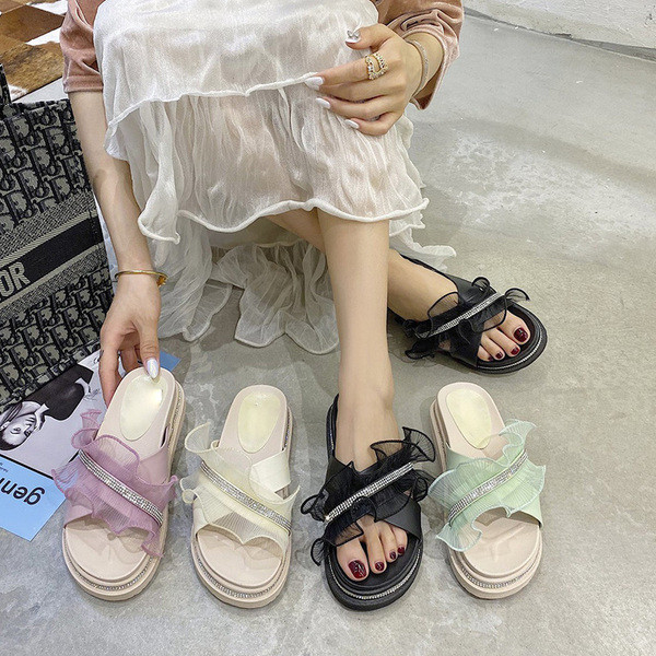 Papuci casual dama cu tul si pietre