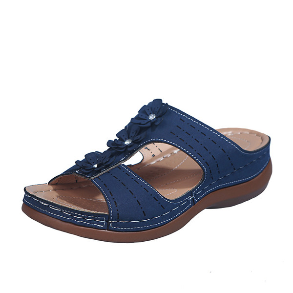 Papuci casual dama cu pietre si flori