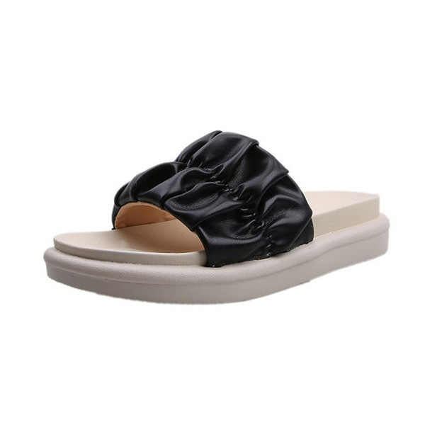 Papuci casual dama cu talpa inalta din piele ecologica