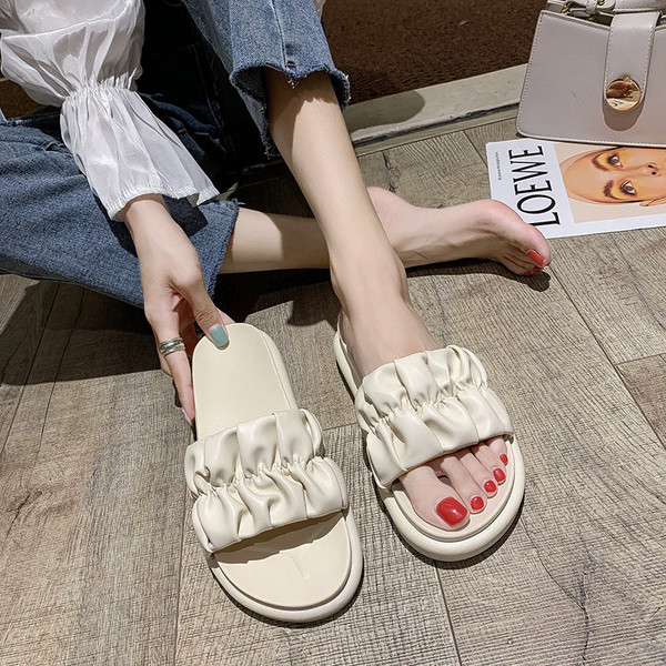 Papuci casual dama cu talpa inalta din piele ecologica