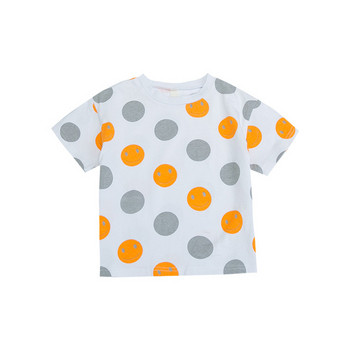 Модерна детска тениска на точки за момчета в бял цвят