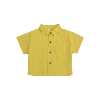 Μοντέρνο παιδικό πουκάμισο με κλασικό κολάρο για αγόρια με τσέπη