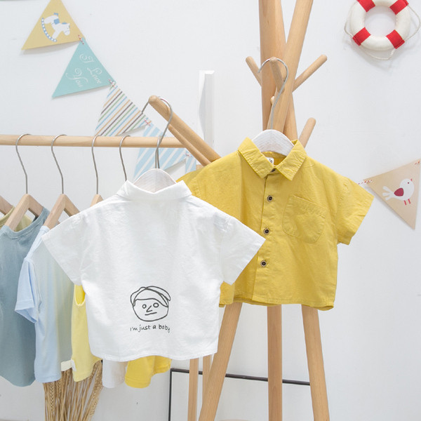 Cămașă modernă pentru copii cu guler clasic pentru băieți cu buzunar