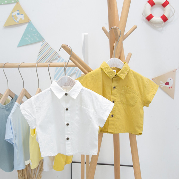 Cămașă modernă pentru copii cu guler clasic pentru băieți cu buzunar