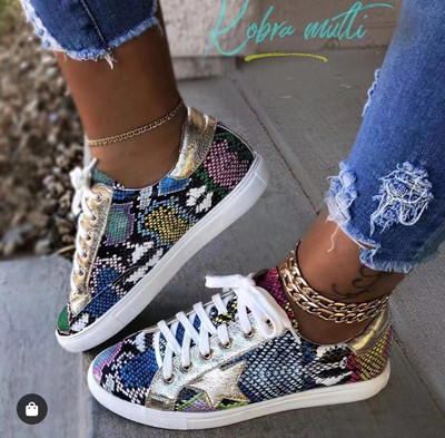 Tenisi casual dama cu siret si model animal