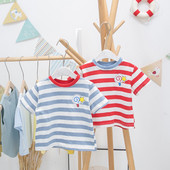 Tricou casual pentru copii cu dungi, cu decolteu rotund