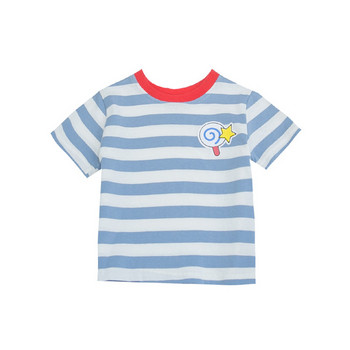Casual παιδικό ριγέ μπλουζάκι με στρογγυλή λαιμόκοψη