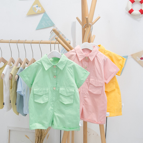 Salopeta pentru copii model nou cu nasturi si buzunare pentru baieti