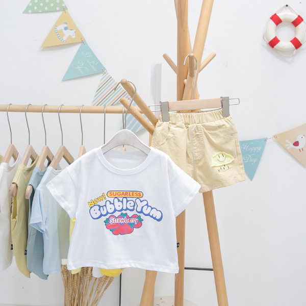 Tricou casual pentru copii cu imprimeu si maneci scurte pentru baieti