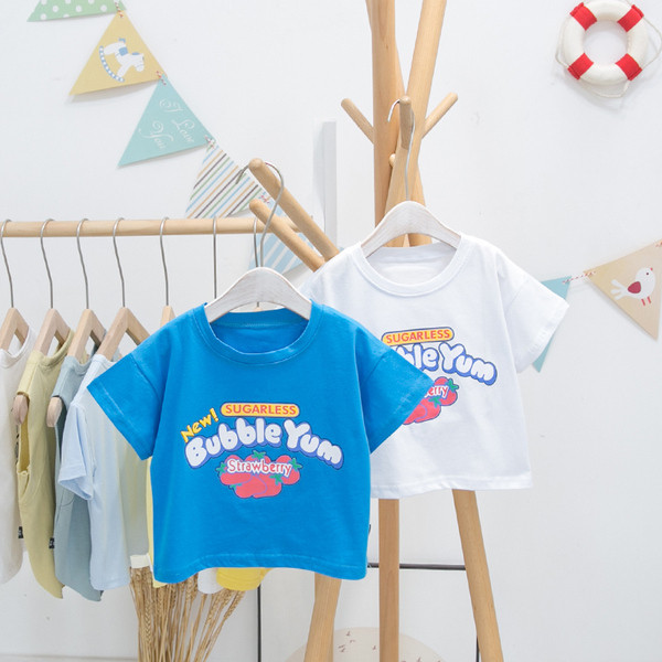 Tricou casual pentru copii cu imprimeu si maneci scurte pentru baieti