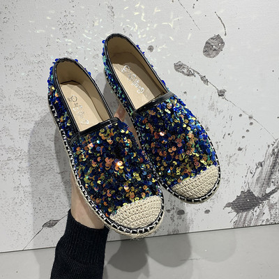 Pantofi casual dama cu talpa plate si paiete