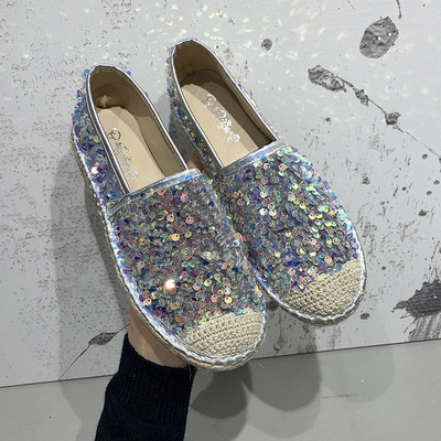 Pantofi casual dama cu talpa plate si paiete
