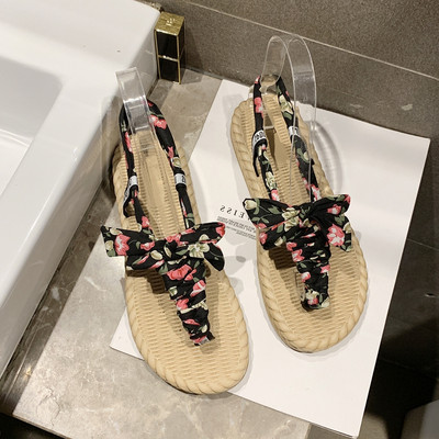 Sandale casual dama cu model floral si elastic