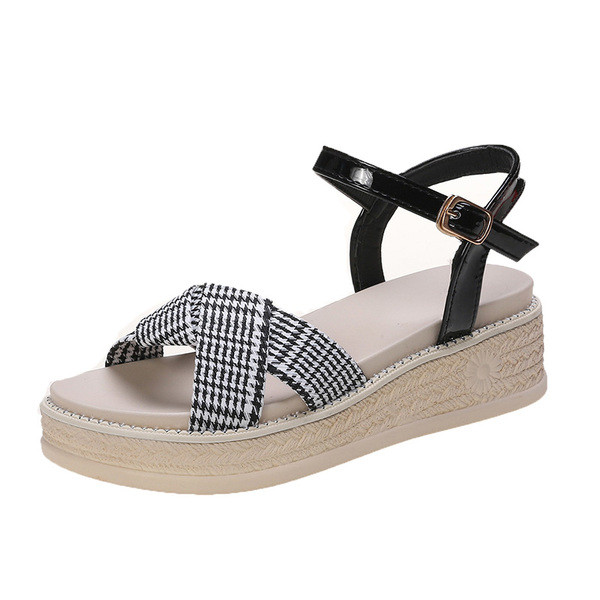 Sandale casual dama cu catarama si talpa inalta