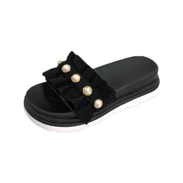 Papuci casual dama din piele intoarsa ecologica cu perle