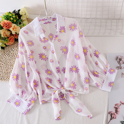 Cămașă casual de damă cu flori - model larg