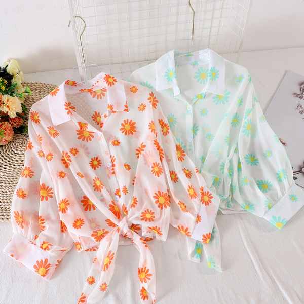 Cămașă casual de damă cu flori - model larg