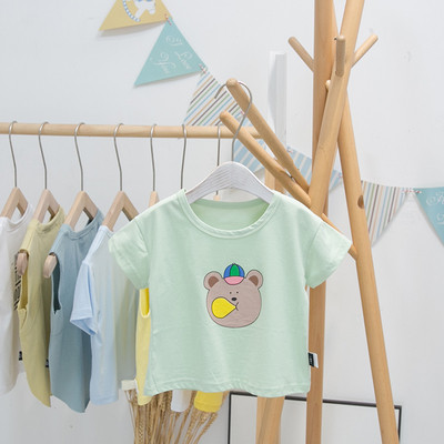 Laste vabaaja t-särk kaisukaru aplikatsiooniga