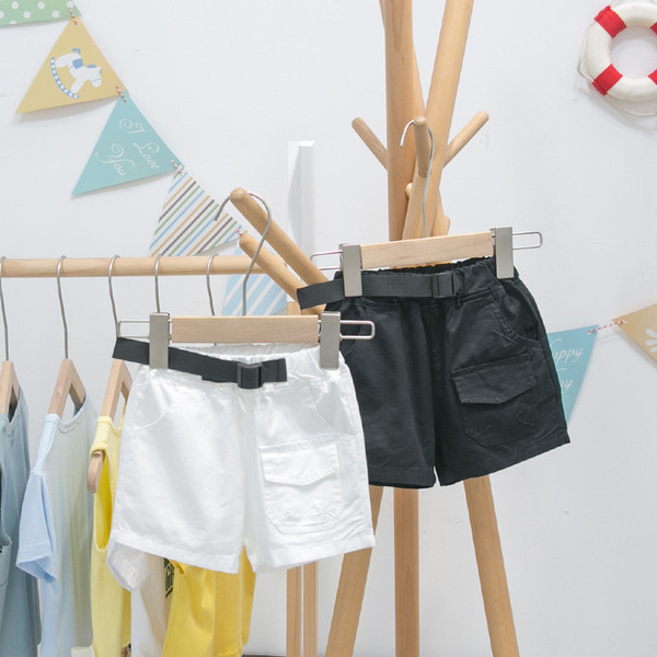 Model nou de pantaloni scurti sport pentru copii cu buzunare si curea