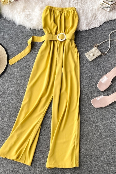 Salopeta casual dama cu centura fara bretele