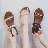 Sandale de dama cu ochiuri metalice si talpa plata