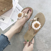 Papuci casual de damă cu flori 3D