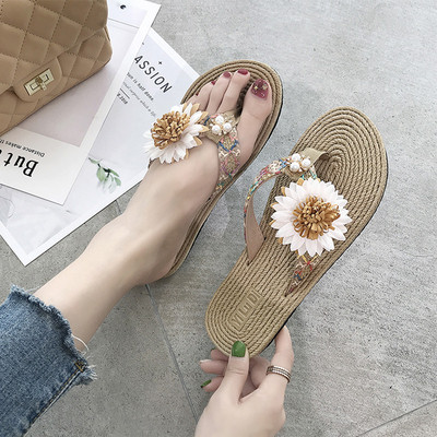 Papuci casual de damă cu flori 3D