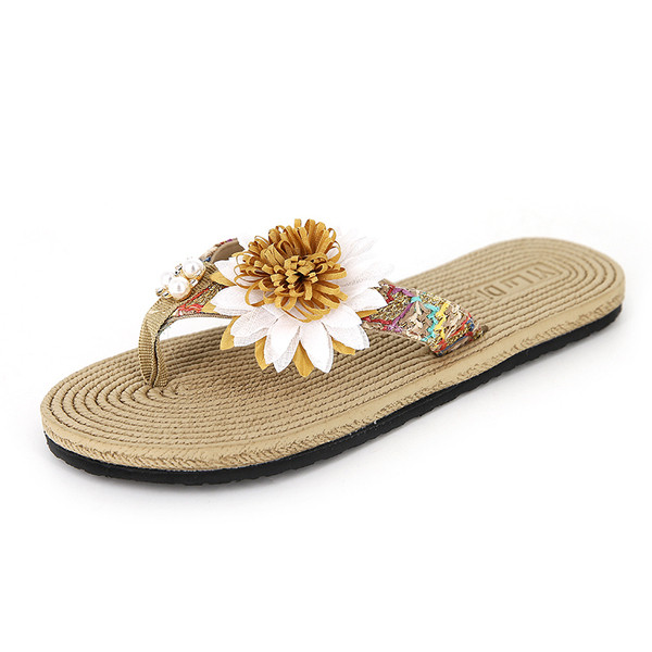 Papuci casual de damă cu flori 3D