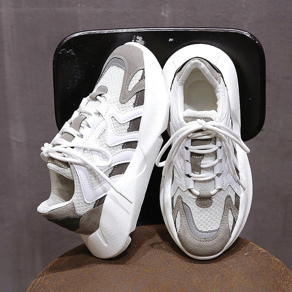 Tenisi casual dama cu sireturi si talpa groasa