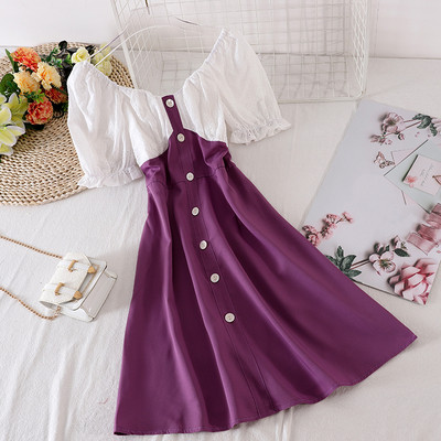 Ежедневна дамска рокля с копчета и къс ръкав 