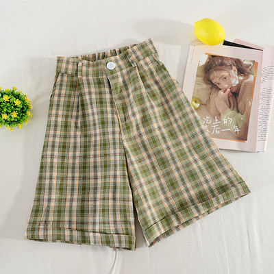 Карирани дамски ретро панталони с висока талия 