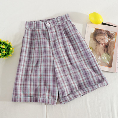 Карирани дамски ретро панталони с висока талия 